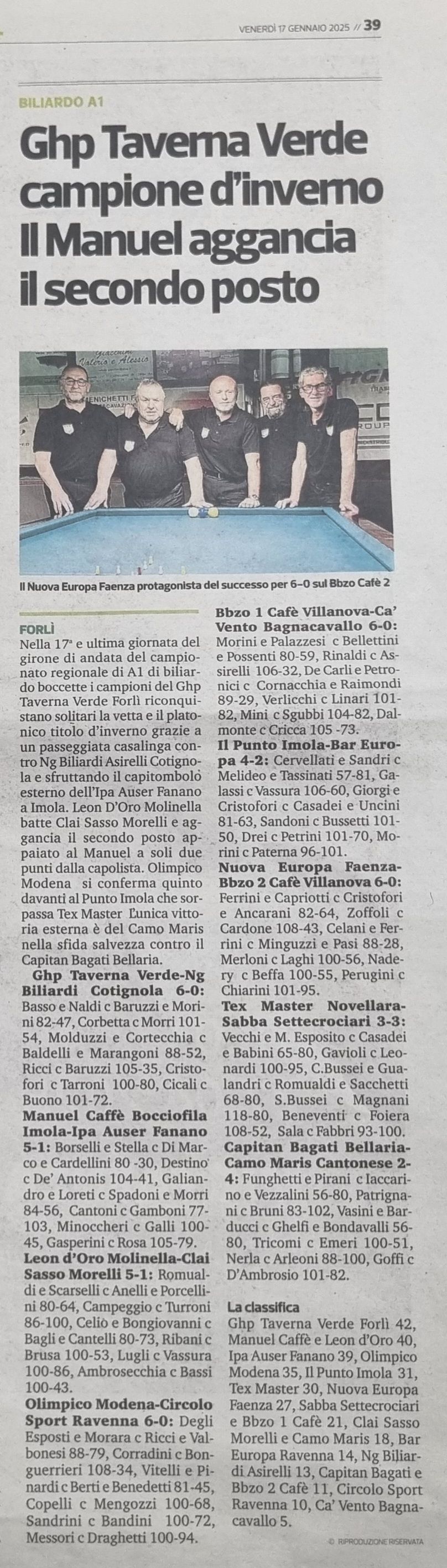 Corriere Romagna Sport venerdi 17 gennaio 2025