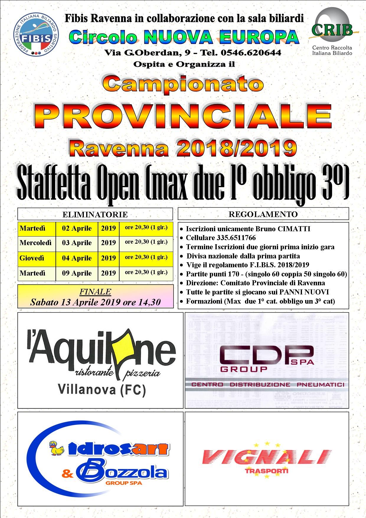 Staffetta open (max 2 1^ cat. Obbligo un 3^cat.